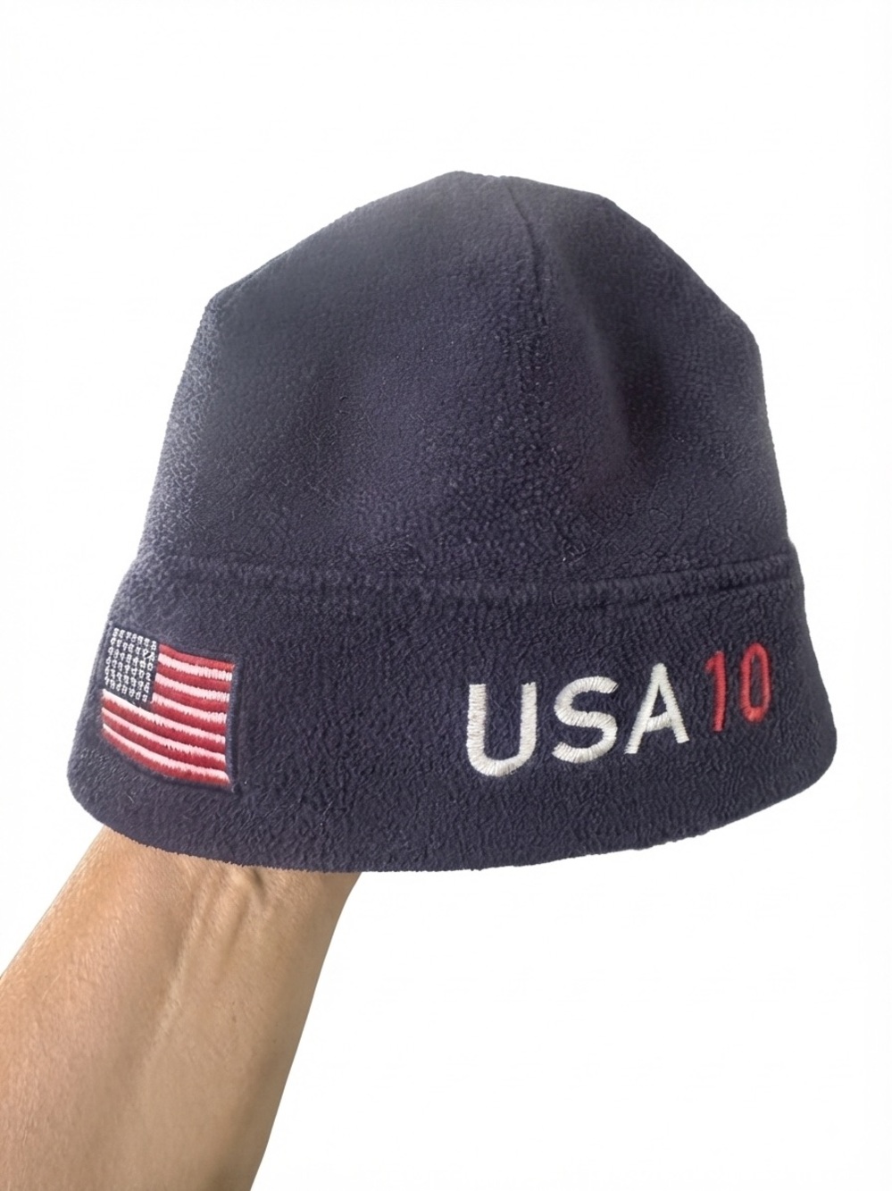 Polo Ralph Lauren USA 10 Fleece Beanie Navy Blue Vintage Ski Hat